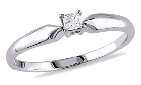 Princess-Cut 1/10ct Solitaire Engagement Ring in Sterling Silver